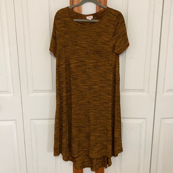 Large Orange/Black LuLaRoe Carly Dress - Picture 1 of 4